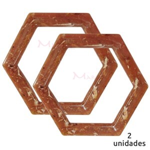 Alça para bolsa hexagonal cor mármore travertino 7708 com 1 par (Plástica)