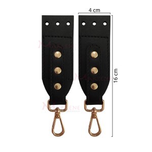 Ponteira para alça de bolsa em couro sintético costurada e mosquetão com 1 par