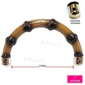 Alça plástica bambú com ponteira dourada