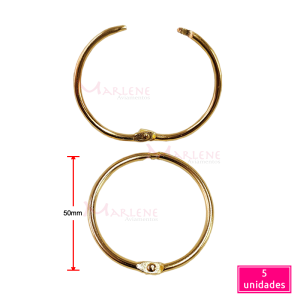 Argola articulada 50mm latonada com 5 unidades importada