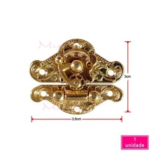 Fecho trabalhado para caixa latonado com trava ou torniquete unidade