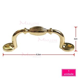 Puxador trabalhado 6,3cm latonado 16345 com 1 unidade