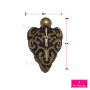 Pé de metal cantoneira grande trabalhado 4 unidades ouro velho