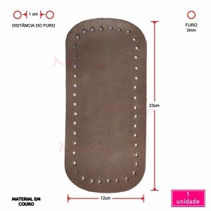 Fundo de bolsa marrom em couro retangular 12x23cm