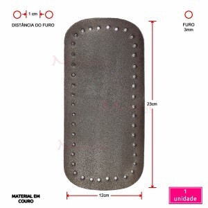 Fundo de bolsa marrom café em couro retangular 12x23cm