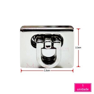 Fecho para bolsa 2,5cm níquel de encaixe com 1 unidade