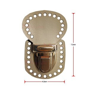 Fecho para bolsa crochê e tricô em metal ouro e corino