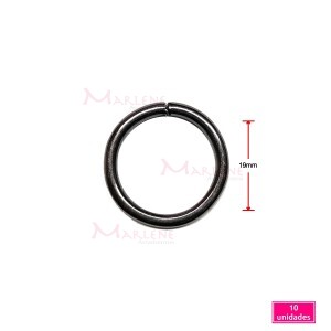 Argola 19mm grafite aberta com 10 unidades .