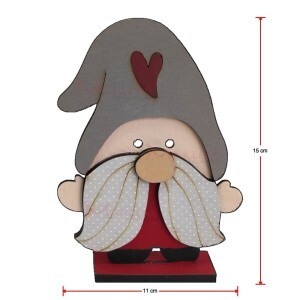 Enfeite gnomo chapéu detalhe coração em MDF