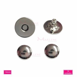 Botão de ímã 14mm rebite duplo niquel com 10 unidades