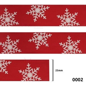 Fita de gorgurão 25mm flocos vermelha 0002 por metro