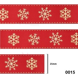 Fita de gorgurão 25mm neve vermelha 0015 por metro