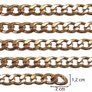 Corrente para alça de bolsa ouro chata 20x12mm por metro