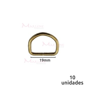 Meia argola 19mm latonada com 10 unidades