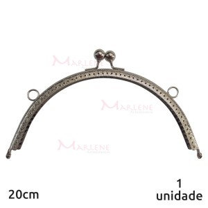 Armação fecho da vovó oval 20cm níquel c/furo e argola RO.151256