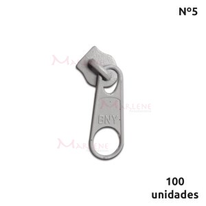Cursor de ziper nº5 comum  com 100 unidades branco metal