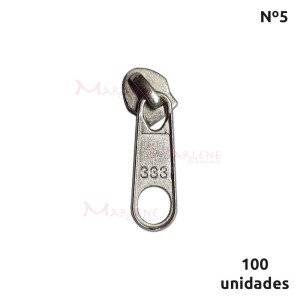 Cursor de ziper nº5 comum  com 100 unidades níquel metal