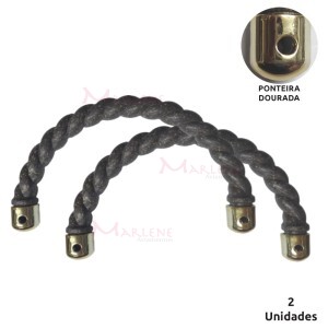  Alça trançada imbuia mesclado com ponteira dourada 7450 com 1 par