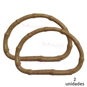  Alça para bolsa meia argola 7490 cor madeira com 1 par (Plástica)