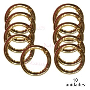 Argola articulada 25mm ouro com 10 unidades (Mosquetão)