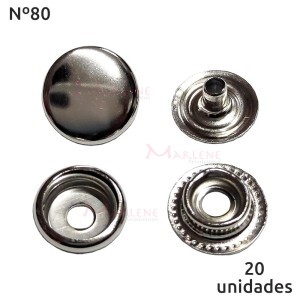 Botão de pressão nº80 (/80) com 20 unidades Baxmann.