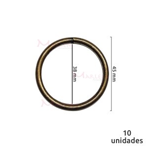 Argola de metal 38 mm ouro velho com 10 unidades