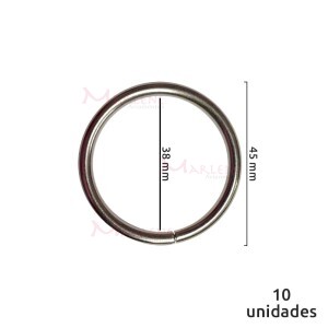 Argola de metal 38 mm níquel com 10 unidades