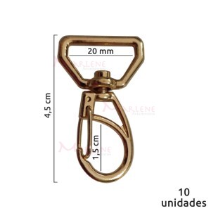 Mosquetão 20mm ouro 1166  aberto com 10 unidades