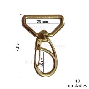 Mosquetão 25mm latonado 1166  aberto com 10 unidadesc