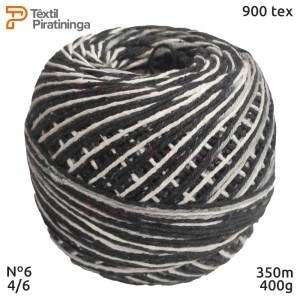 Barbante multicor preto nº6 (4/6) 400g com 350m Têxtil Piratininga