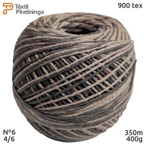 Barbante multicor marrom nº6 (4/6) 400g com 350m Têxtil Piratininga