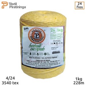 Barbante encorpado canário 4/24 fios 1kg com 228m Têxtil Piratininga