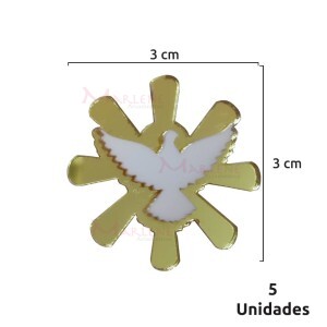 Aplique acrílico espelhado pombo branco com 5 unidades 2833