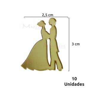 Aplique acrílico espelhado casal com 10 unidades 2846