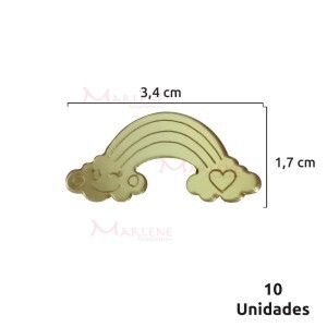 Aplique acrílico espelhado arco-iris com 10 unidades 2865