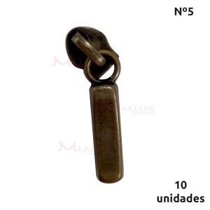 Cursor de ziper nº5 trabalhado com 10 unidades ouro velho N56L-582