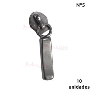 Cursor de ziper nº5 trabalhado com 10 unidades níquel N56L-582