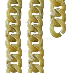 Corrente de resina elo 34X32mm mostarda mesclado com aproximidamente 53 elos no metro