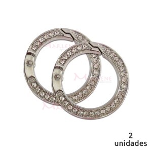 Argola articulada com strass 25mm niquel (Mosquetão) 2 unidades