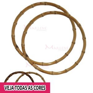 Alça bambu redonda para bolsa 17cm ZQ17 com 1 par