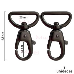 Mosquetão 25mm grafite gordo com gatilho 6004 com 2 unidades no pacote.