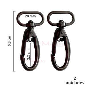 Mosquetão 20mm grafite gordo 1057 sem gatilho com 2 unidades