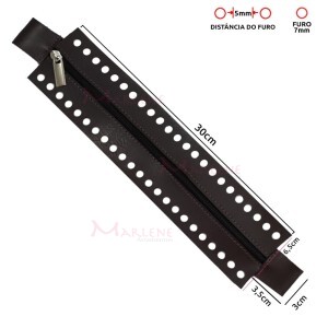 Fecho em couro sintético com zíper (Fecho Teresa) de 30cm para bolsa de crochê