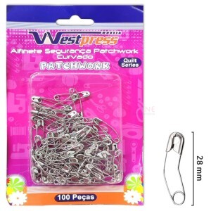 Alfinete 28mm curvado com 100 unidades para patchwork