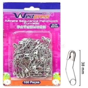 Alfinete 38mm curvado com 100 unidades para patchwork
