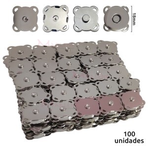 Botão imantado para costura 18mm níquel com 100 unidades