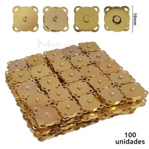 Botão imantado para costura 18mm latonado com 100 unidades