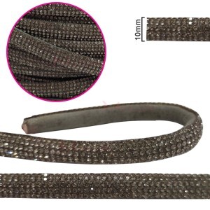 Tubo de strass (strass meia cana) 10mm prata velha GHB-004-TZ por metro