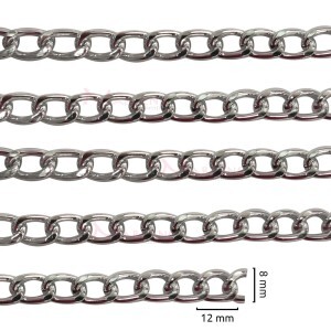 Corrente para bolsa níquel (2.0) 8x12mm por metro