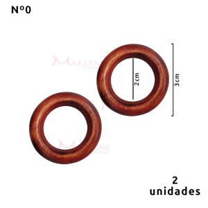 Argola de madeira 20 mm (Tam.0) mogno com 2 unidades